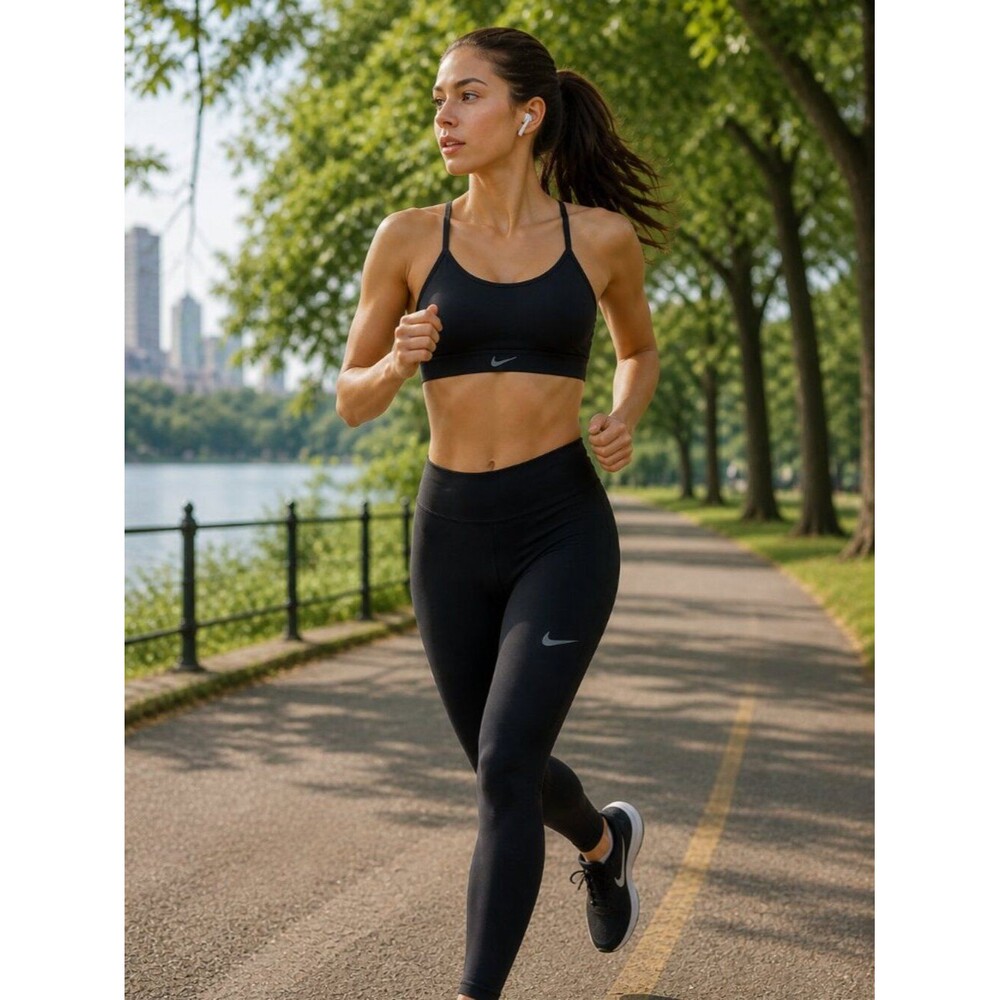 Nike Sports Bra Women Black Size L Strappy Back Medium Support Athletic Gym